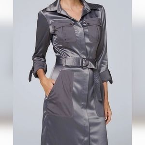 White House Black Market Satin Roll-Tab Sleeve Dress